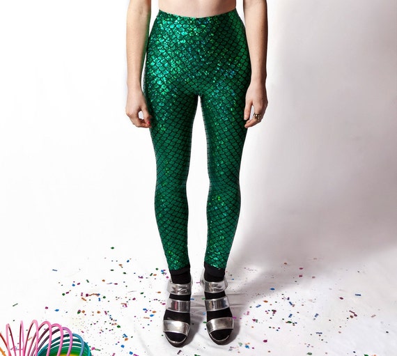 Green Mermaid Leggings Fish Scale Leggings Mermaid Halloween