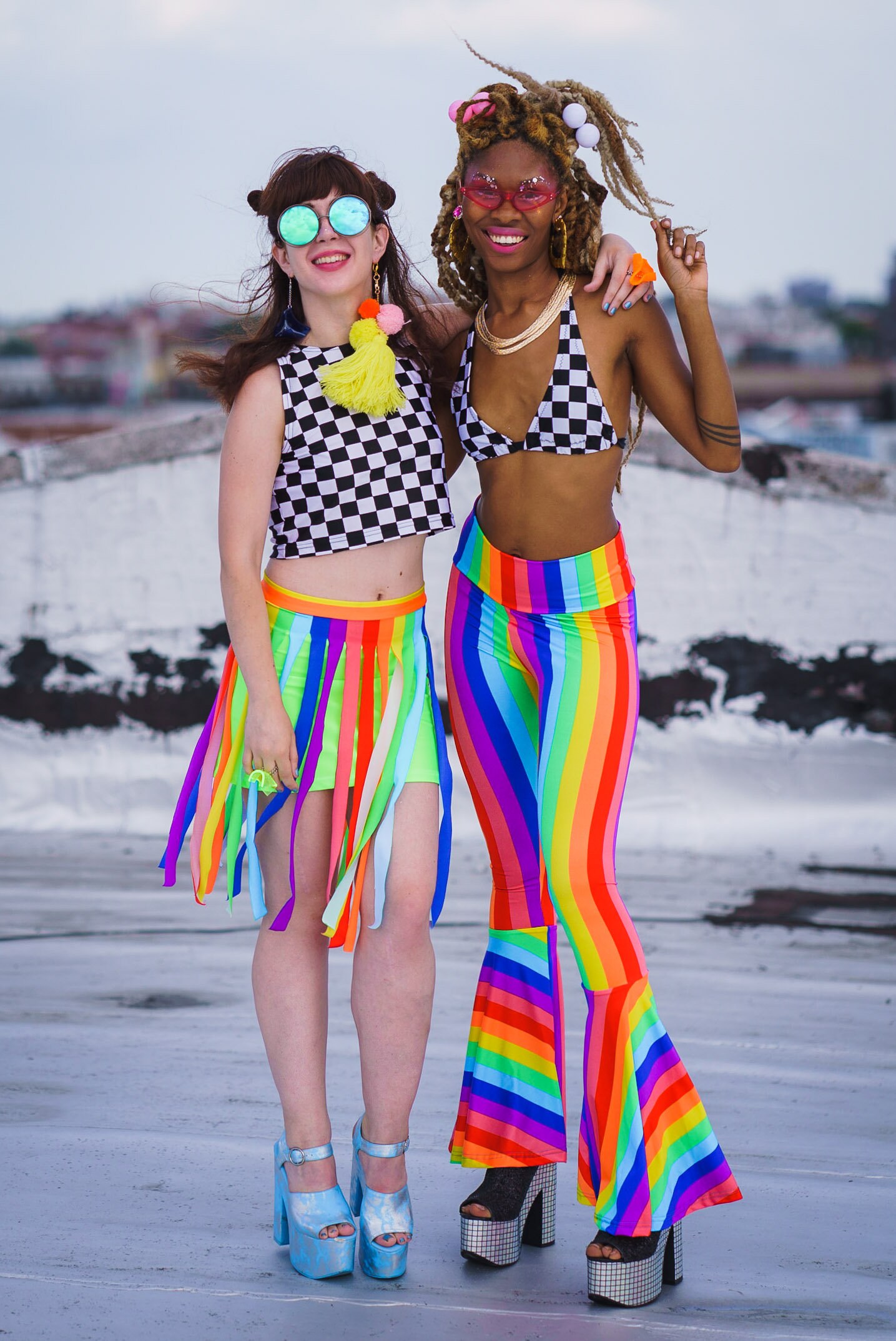 RAINBOW DISCO TASSEL SKIRT ?✨ Rainbow Revelry Tulle Bustle Skirt | Rainbow Festival Wear  main image 3