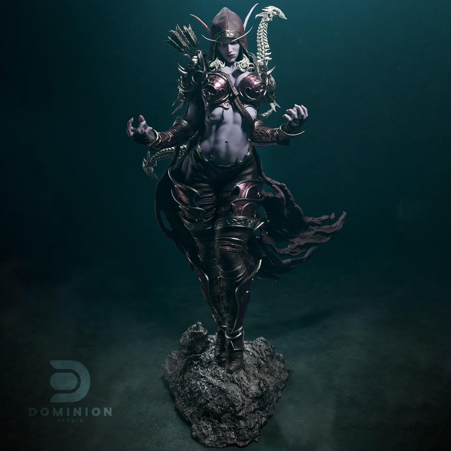 Sylvanas Windrunner 3D STL Print File | World of Warcraft Fanart Statue | Dark Ranger Battle Pose Diorama | Multiple Scales Instant Download