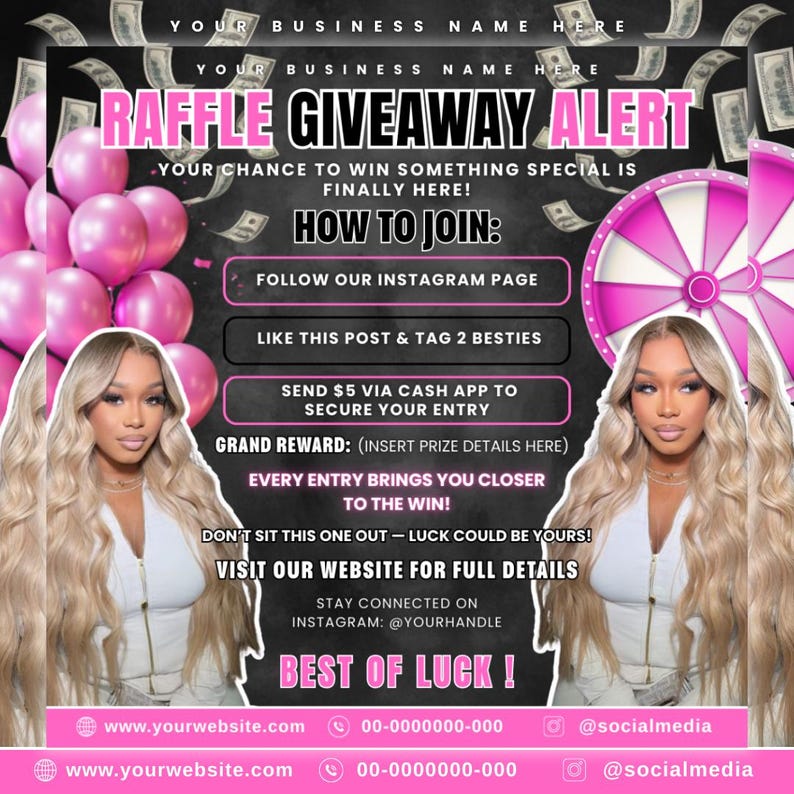 Beauty Raffle Editable Raffle Flyer Template | Beauty Salon Promotion, Canva Design ...
