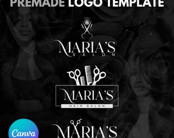 Beauty Salon Logo Design Set: Premade Canva Templates (Digital Download)