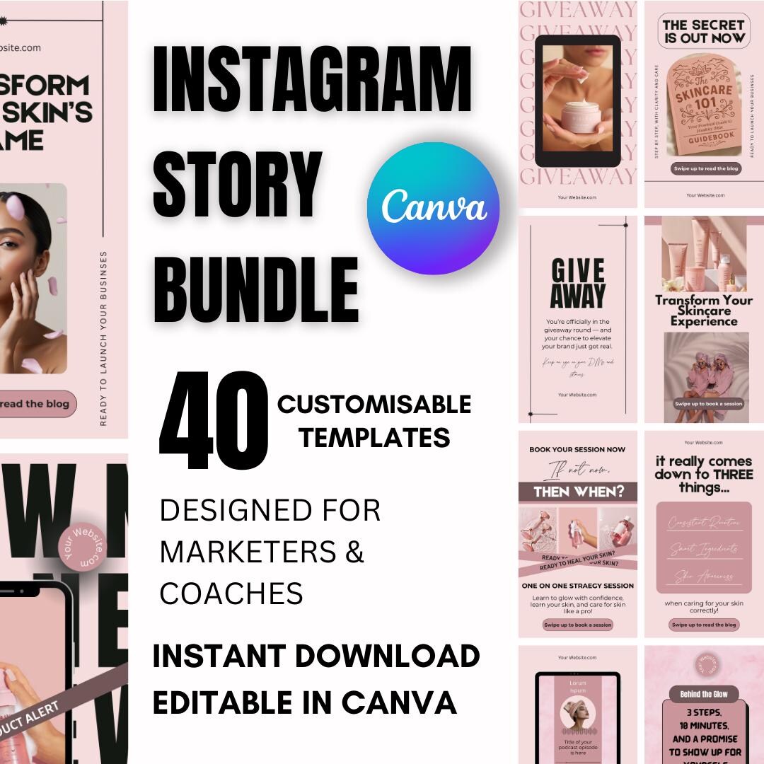 40 Canva Instagram Story Templates Marketing Kit for Coaches (digital