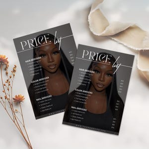 Price List Template, Editable Price List Template Canva, Beauty Salon, Nail Makeup Hair Stylist, Bundle price list, Printable Pricing Guide