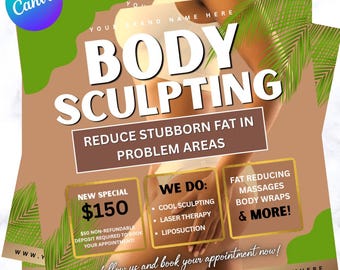 Body Sculpting Spa Flyer, Editable Esthetician Template (PDF & JPG)