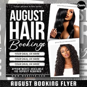 August Booking Flyer: DIY Beauty Appointments Canva Template (Digital Download)