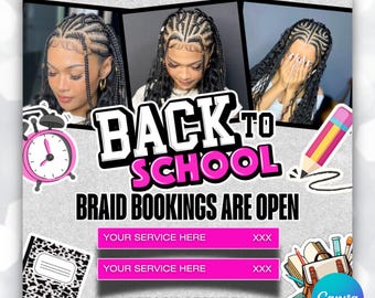 Back To School Flyer, Back To School Sale Flyer, Back To School Bookings Flyer, Back To School Hair Flyer, Back 2 School Flyer, DIY Canva