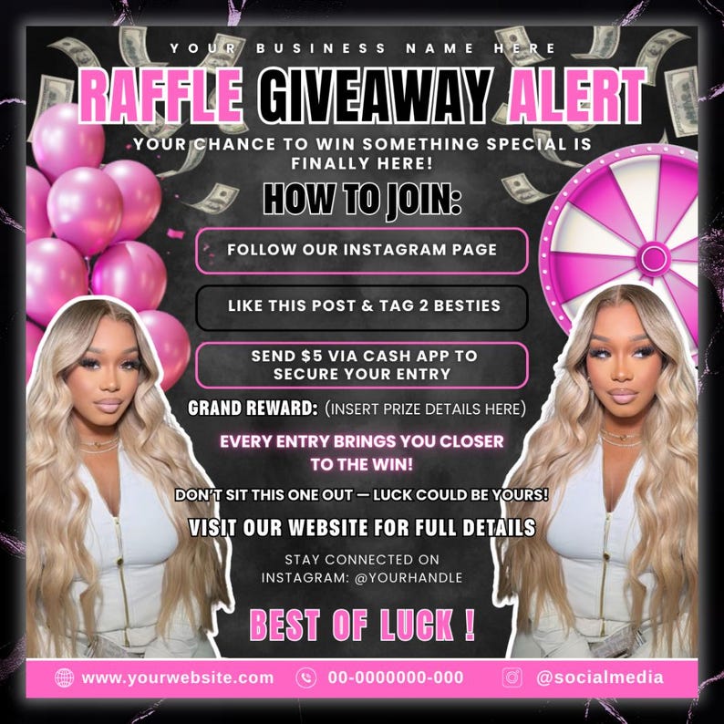 Editable Raffle Flyer Template | Beauty Salon Promotion, Canva Design ...