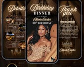 Luxury Gold Birthday Dinner Evite: Elegant Women's Digital Invitation (Canva Template)