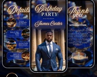 Animated Birthday Dinner Invitation: Elegant Canva Template (Digital Download