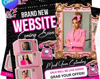 Website Launch Flyer Template | Editable Canva Design (Digital Download)
