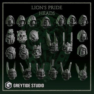 Lions Pride Heads GreyTide Studio | Tabletop Miniature Wargaming Grim-Dark Sci-Fi  Proxy