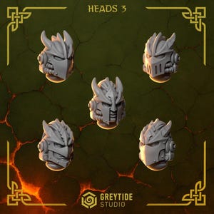 Anvil Wardens Heads Pack 3 | Tabletop Miniature Wargaming Grim-Dark Sci-Fi