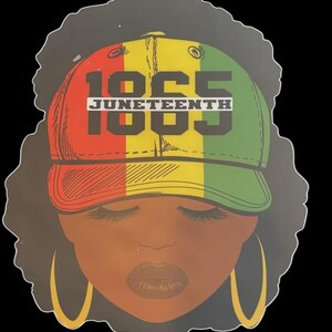 Lady Juneteenth DTF iron on transfer for t-shirt sweater jackets