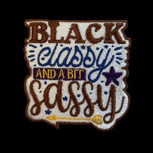 Black classy and a bit sassy iron on embroidery patches for t-shirt sweater jackets
