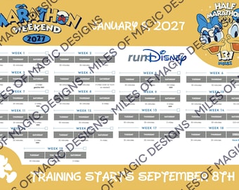 2027 runDisney Marathon Weekend Half Marathon Training Poster- INSTANT DOWNLOAD