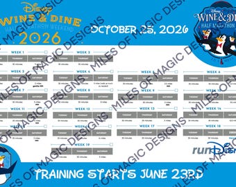 2026 Wine and Dine Half Marathon Training Poster INSTANT DOWNLOAD pdf & png
