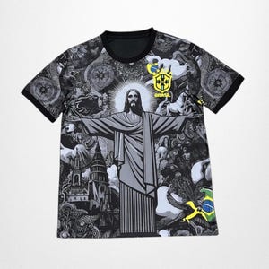 Brazil jersey - Jesus Brazil jersey - Corcovado Brazil jersey - Black Brazil jersey - Brazil concept jersey - Gift for him - football fan