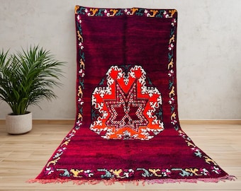 Vintage Moroccan Berber Rug: Handwoven Wool, Red Tribal Boho Decor (6x12.89 ft)