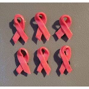Handmade Polymer Clay Breast Cancer Awareness Ribbon Magnets - Set of 6