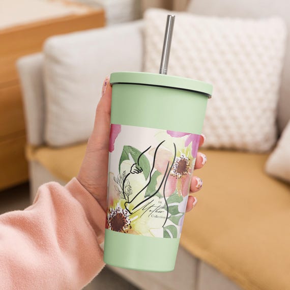 Insulated Tumbler Cup with Straw| The Mother Collection| Spring Edition