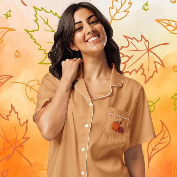Mother Collection| Women’s Short Sleeve Pajama Top| Sweet Pumpkin