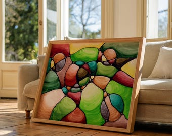 Abstract Neurographic Art Print: Modern Colorful Home Decor
