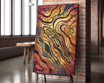 Abstract Topographic Canvas Print: Earth Tone Geometric Wall Art