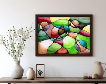 Framed Neurographic Abstract Canvas Art Print: Modern Wall Decor