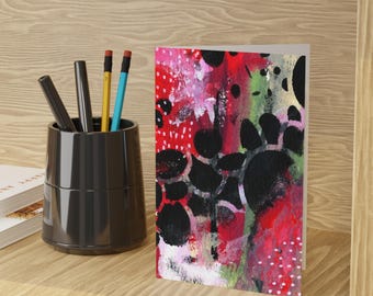 Abstract Art Greeting Card Set: Red, Green, Black Stationery