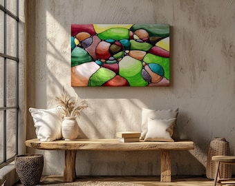Neurographic Abstract Canvas Print, Modern Mindful Art