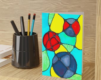 Colorful Abstract Art Card: Modern Geometric Greeting Card, Blank Inside