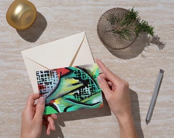 Abstract Graffiti Art Greeting Card Set: Modern Expressionist Stationery
