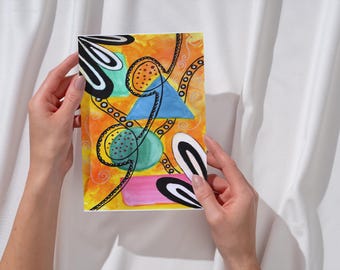Kandinsky Style Abstract Art Greeting Card: Geometric Stationery (4x6 & 5x7 Digital Download
