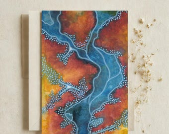 Turquoise River Watercolor Card: Abstract Art Printable (4x6 & 5x7 Digital Download)