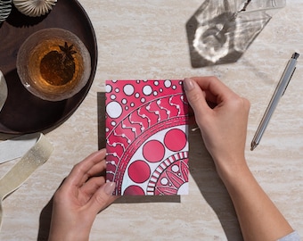 Red Mandala Greeting Card: Geometric Abstract Art (4x6 & 5x7 Digital Download