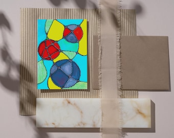 Geometric Rainbow Greeting Card: Abstract Art, Printable 5x7 & 4x6 (Digital Download)