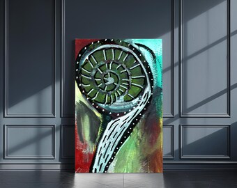 Abstract Botanical Print: Turquoise & Black Expressionist Art (Digital Download, 56x84 inches)