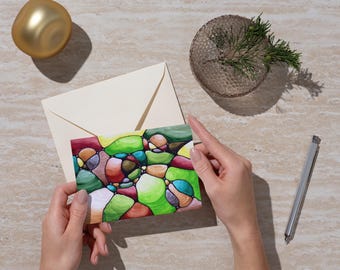 Abstract Neurographic Greeting Card: Synaptic Garden Art (Digital Download 4x6 & 5x7 inch)