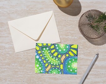 Abstract Green & Yellow Greeting Card, Summer Vibes (Digital Download)
