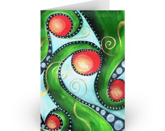 Abstract Floral Greeting Card: Whimsical Spring Art, 4x6"