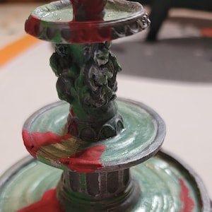 Halloween Village Ornate Bloody Tiered Fountain Hand Painted Free Shipping!