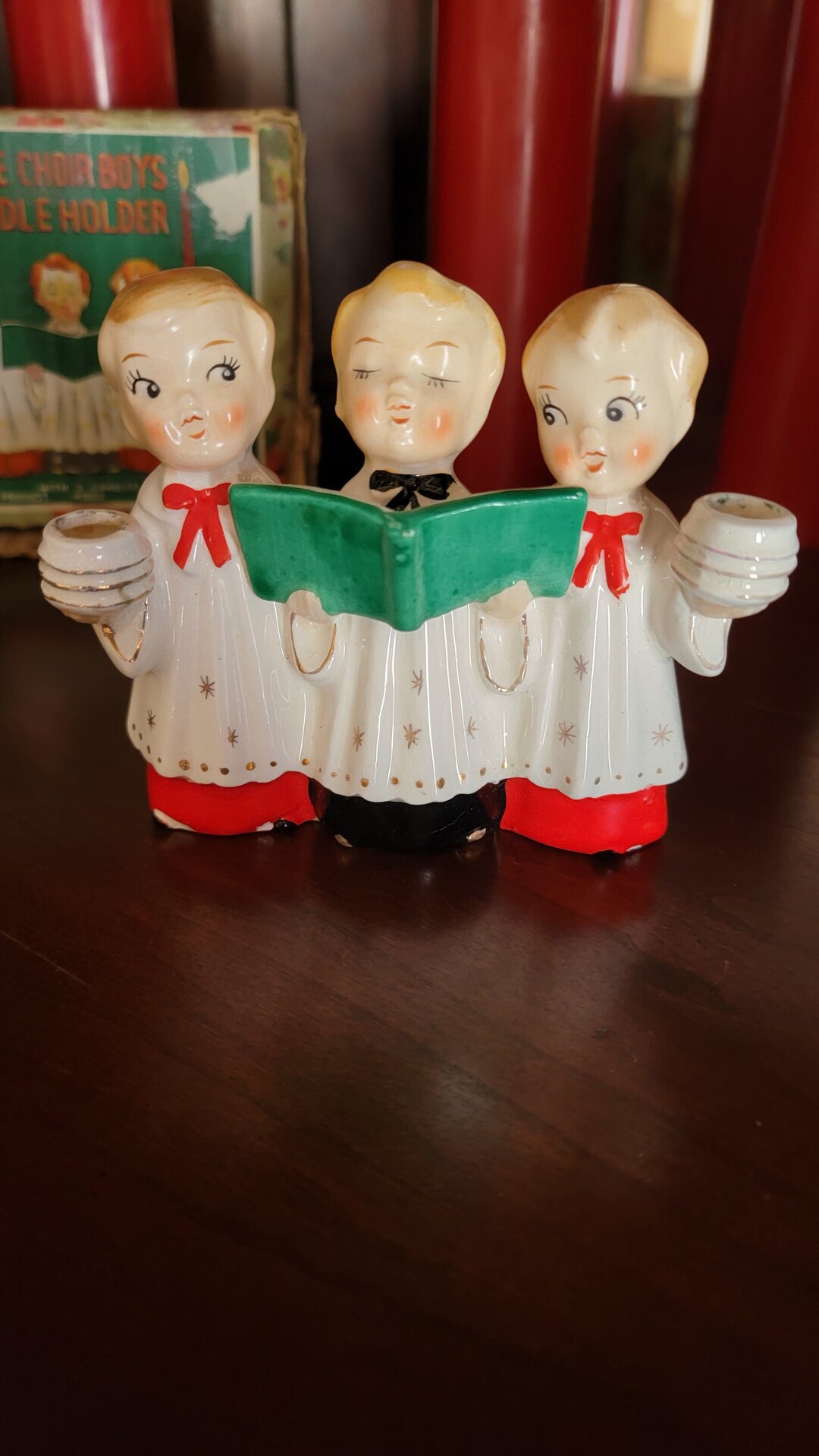 Vintage Christmas Choir Boy Figurines Commodore Original Box Etsy