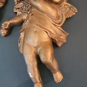 Vintage Angels Cherub Plaster Wall Plaque Large Solid