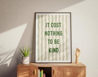 Kindness Quote Print: Retro Green Typography Wall Art (Digital Download)