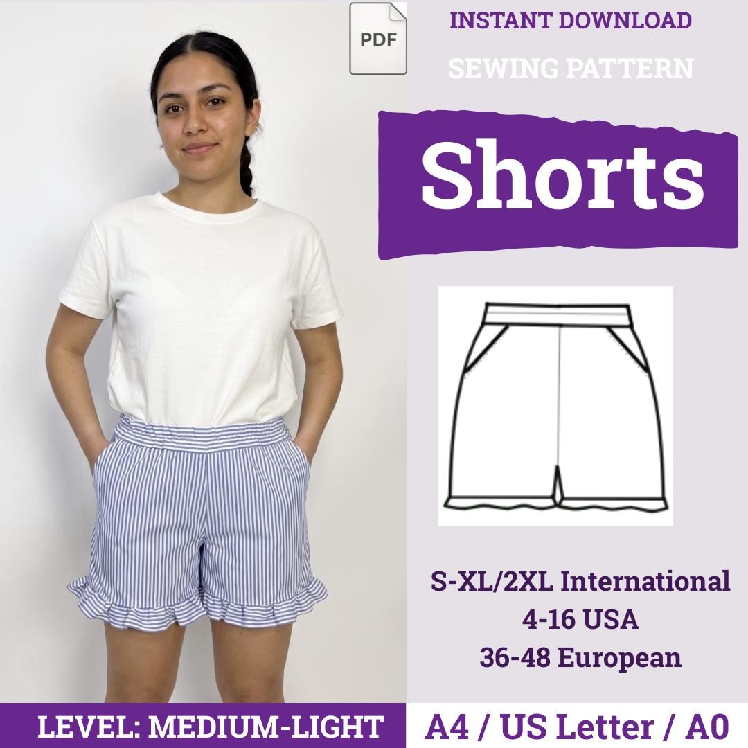 Shorts Sewing Pattern | Women Shorts Pattern | Beginner Shorts Pattern ...