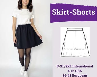 Skort Sewing Pattern PDF | Skirt with Built-In Shorts | Skort Pattern | Skirt with Attached Shorts Sewing Pattern |  Women Sewing Pattern |