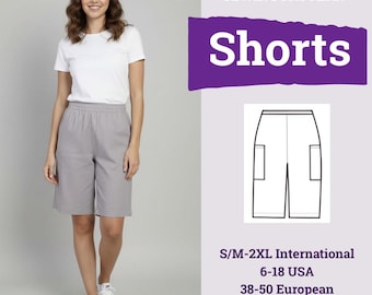 Women Shorts Pattern | Shorts Sewing Pattern PDF | Comfy Shorts with Pockets | Knee-Length Shorts Sewing Pattern | Beginner Shorts Pattern |