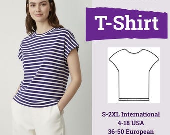T-Shirt Sewing Pattern PDF | T-Shirt Women's Sewing Pattern | Basic T-shirt sewing pattern | T-shirt Oversized pattern | T-Shirt Pattern |
