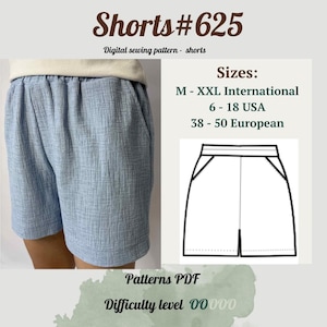 Women Shorts Pattern | Shorts Sewing Pattern PDF | Comfy Shorts with Pockets | Beginner Shorts Pattern | Elastic Waistband Shorts |