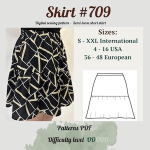 Simple skirt pattern | Flared mini skirt pattern for women | Sewing Pattern Skirt with ruffles | Pattern in PDF format |
